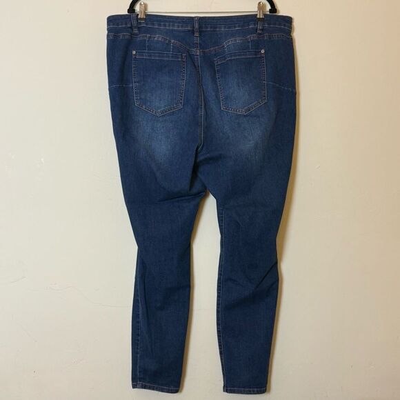 ELOQUII Gena Fit Peach Lift Button Fly Jeans, Size 22 Dark Wash - Picture 4 of 15